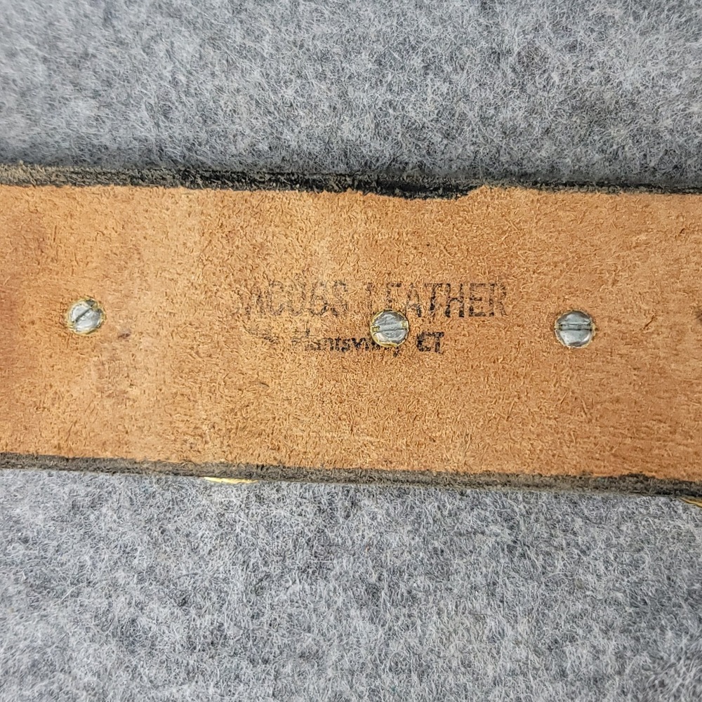 Jacobs Leather Vintage Brown Belt Goldstone Cabochon Concho Plantsville CT 32 - Picture 8 of 13